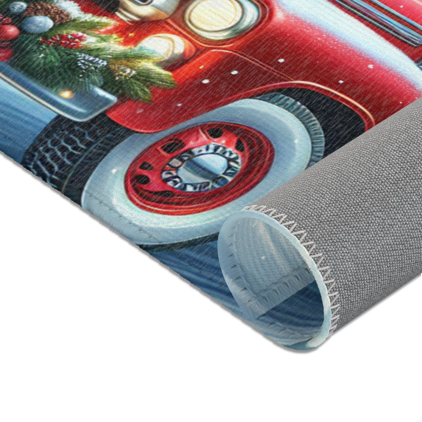 Christmas Rug , Red Truck Christmas Decorations, Holiday Decor, Farmhouse , Christmas Home Decor, Christmas Area kitchen living room Rugs