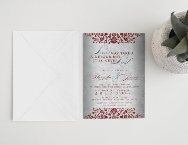 Love is Never Lost Wedding Invitations 5"x7"
