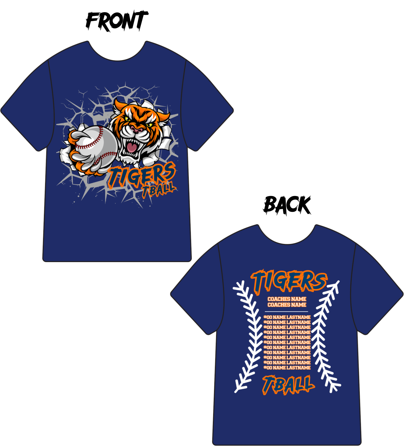 5 or more, Custom Little League Fan T-shirts