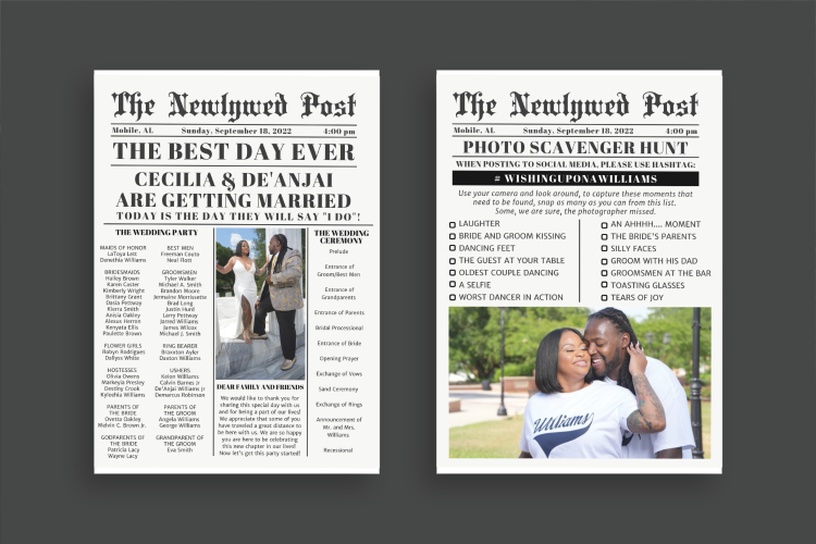 Occasion Programs - 5" x 7" cardstock