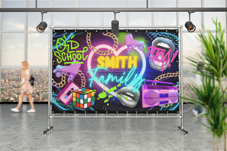 80's and 90's Themed Vinyl Backdrop - RUSH or STANDARD Turnaround