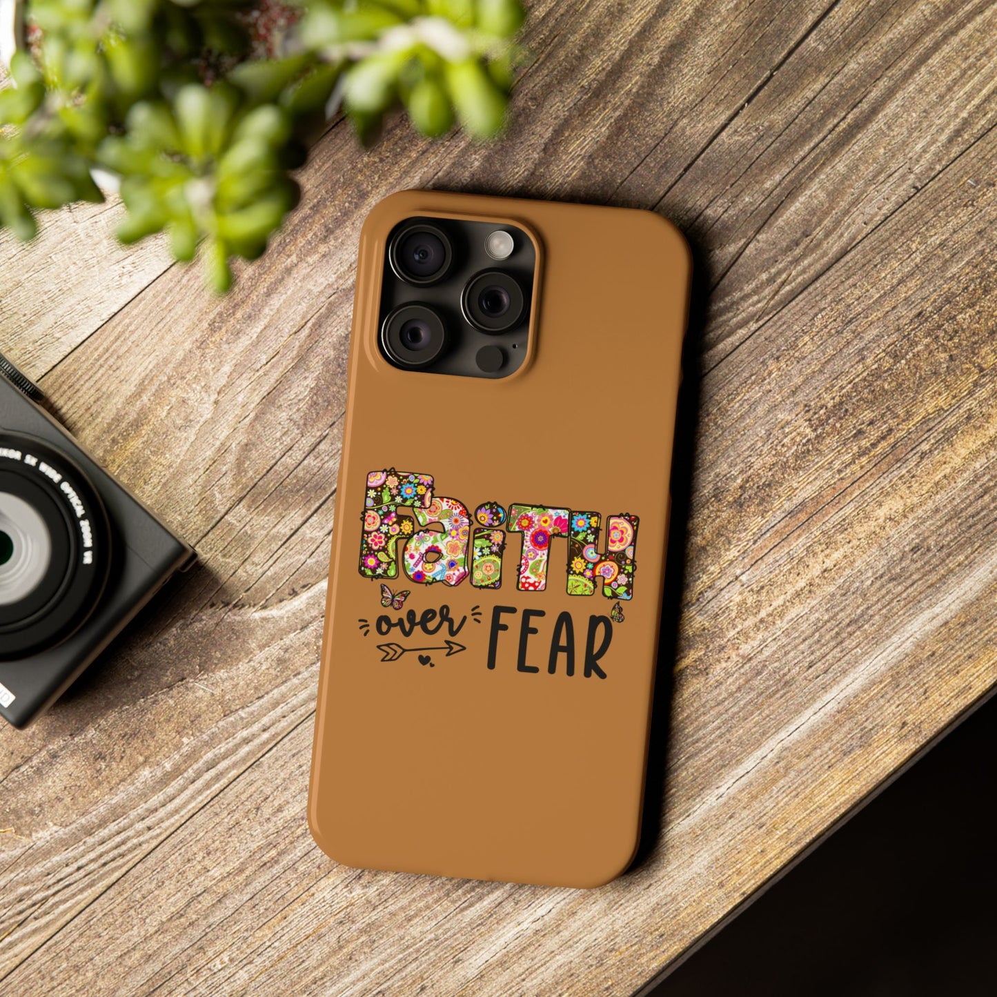 Faith Over Fear Slim Phone Case - Christian Fashion Gifts for Christmas, Religious Phone Cover, Inspirational Smartphone Case, Christian