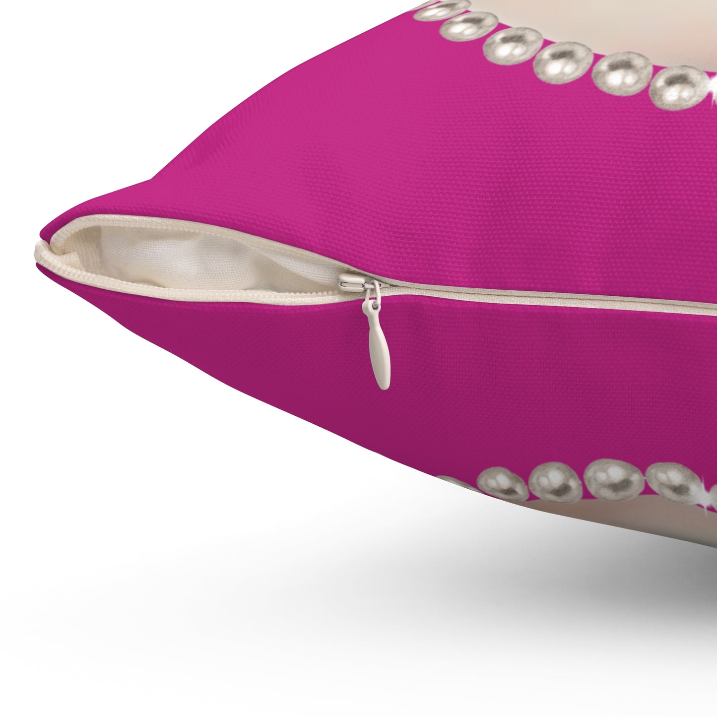 Monogram Initial Spun Polyester Pillow, Personalized Pink Christmas Gift, Birthday Decor, Girl Pearl Decoration, Home Accent