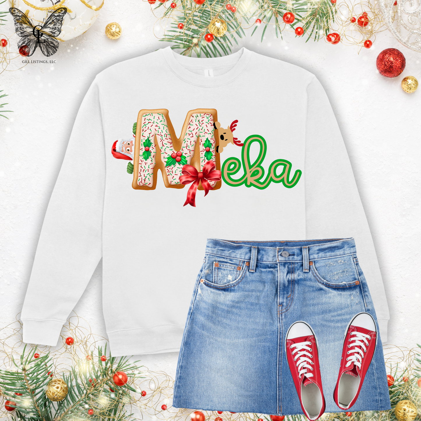 Leopard Christmas ornament monogrammed Sweatshirt / T-shirt