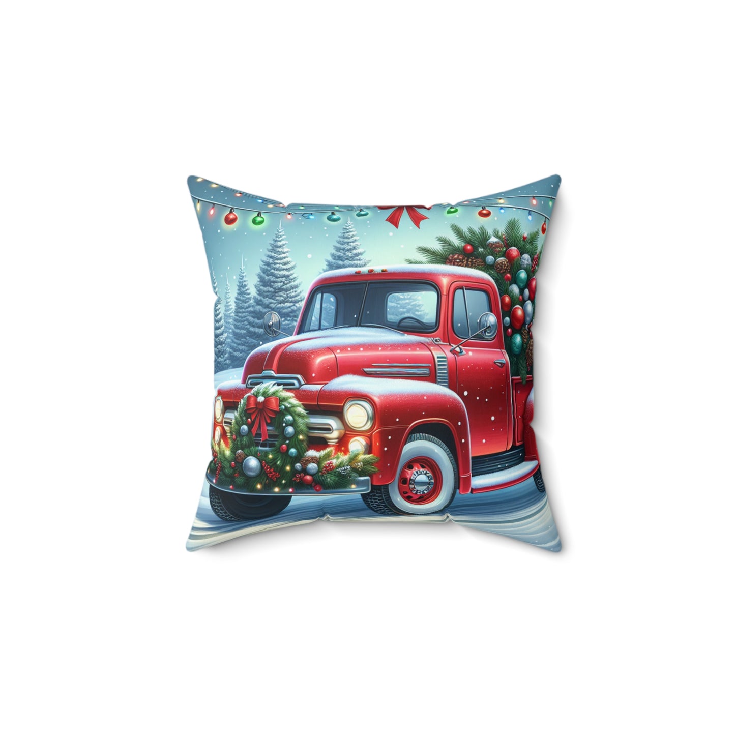 Red Truck Christmas Decorations, Holiday Decor, Farmhouse Christmas, Christmas Home Decor, Christmas pillow, Polyester Square Pillow