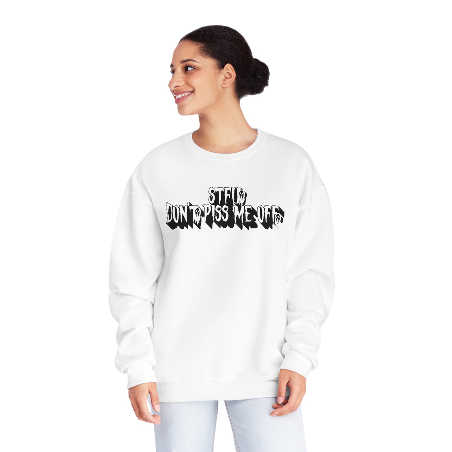 Funny Quote STFU Sweatshirt, Gift for Sarcastic Friend, Crewneck Jumper, Humorous Pullover, Unisex Apparel