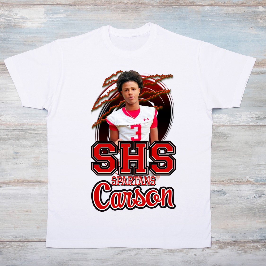 Football T-Shirt with player photo and name