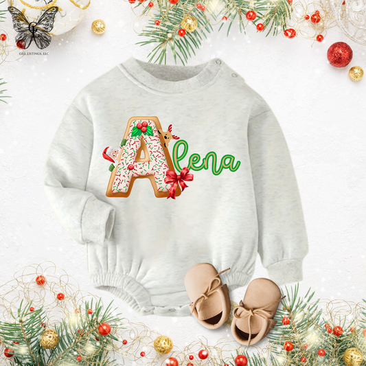 Christmas gingerbread Print Initial Monogrammed Sweatshirt / T-shirt
