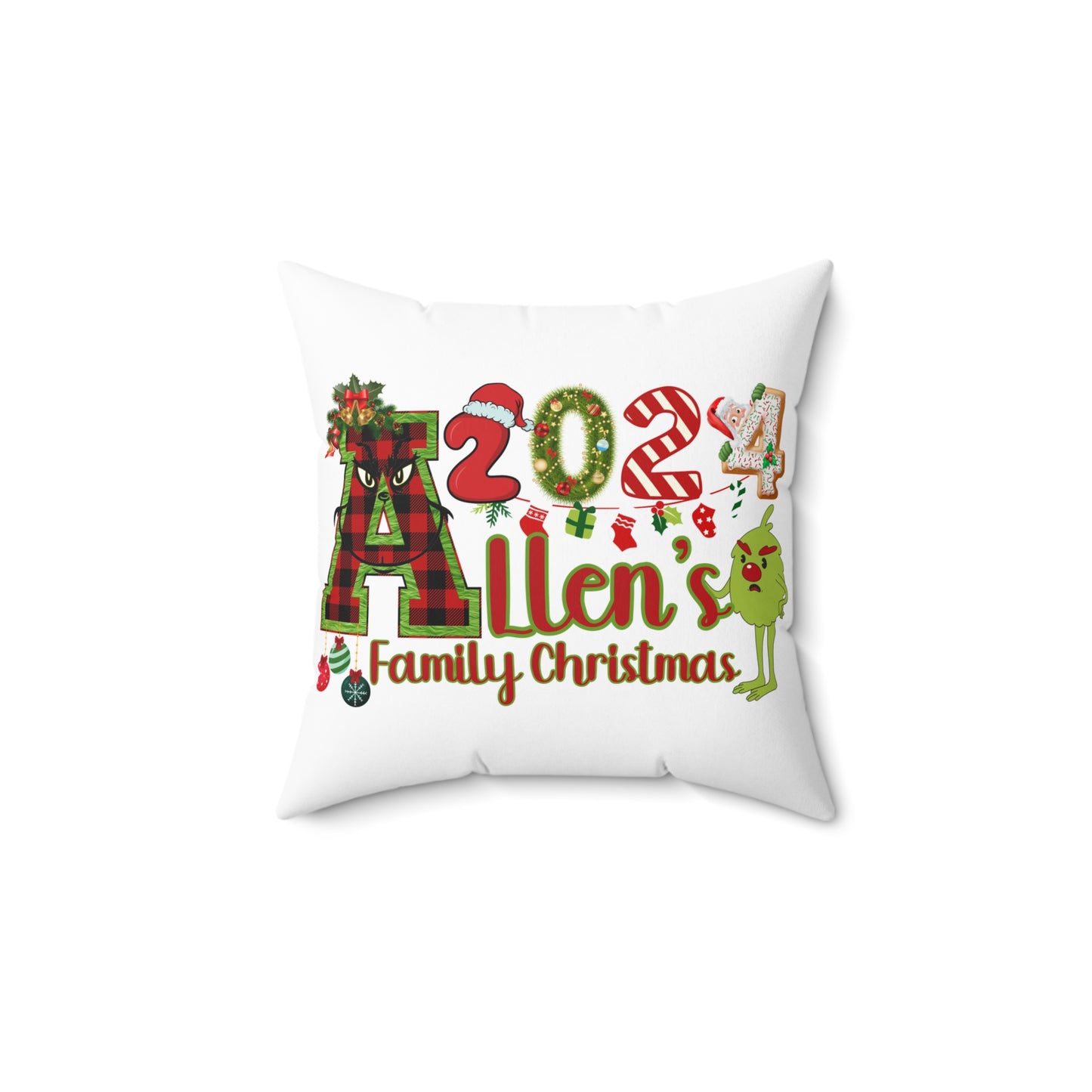 Christmas Crew Personalized Square Pillow, Family Decorations, Photoshoot, Home Decor, Holiday Gifts, Festive Pillows