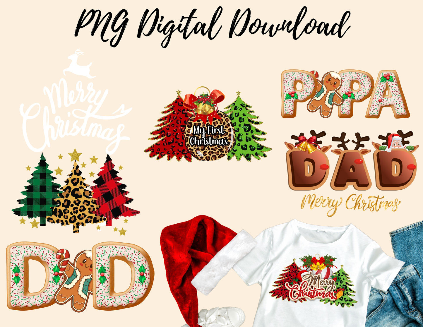 Christmas Digital Download Christmas MOM, DAD, PAPA Gingerbread Print DIGITAL DOWNLOAD ONLY