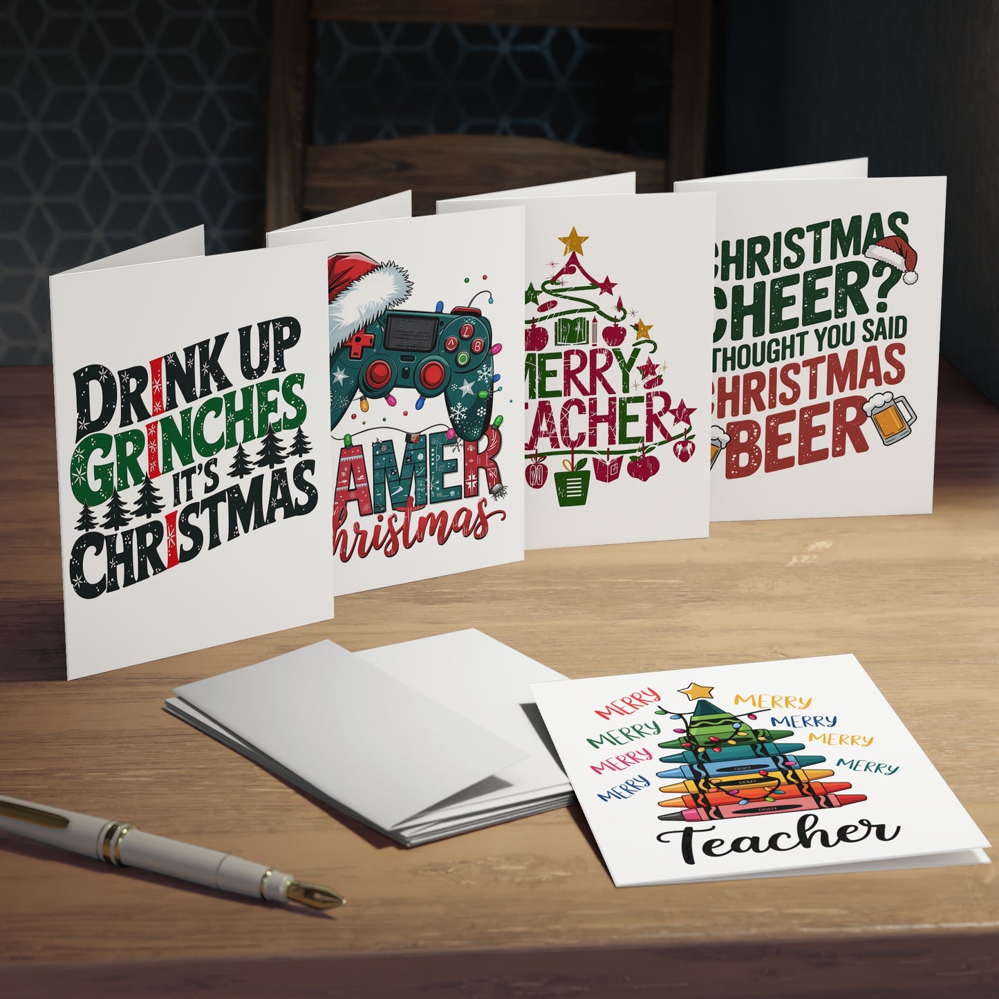 Christmas Multi-Design Greeting Cards (5-Pack) for the Family, Holiday Card Set, Xmas Note Cards, Festive Season Greetings, Pack of 5