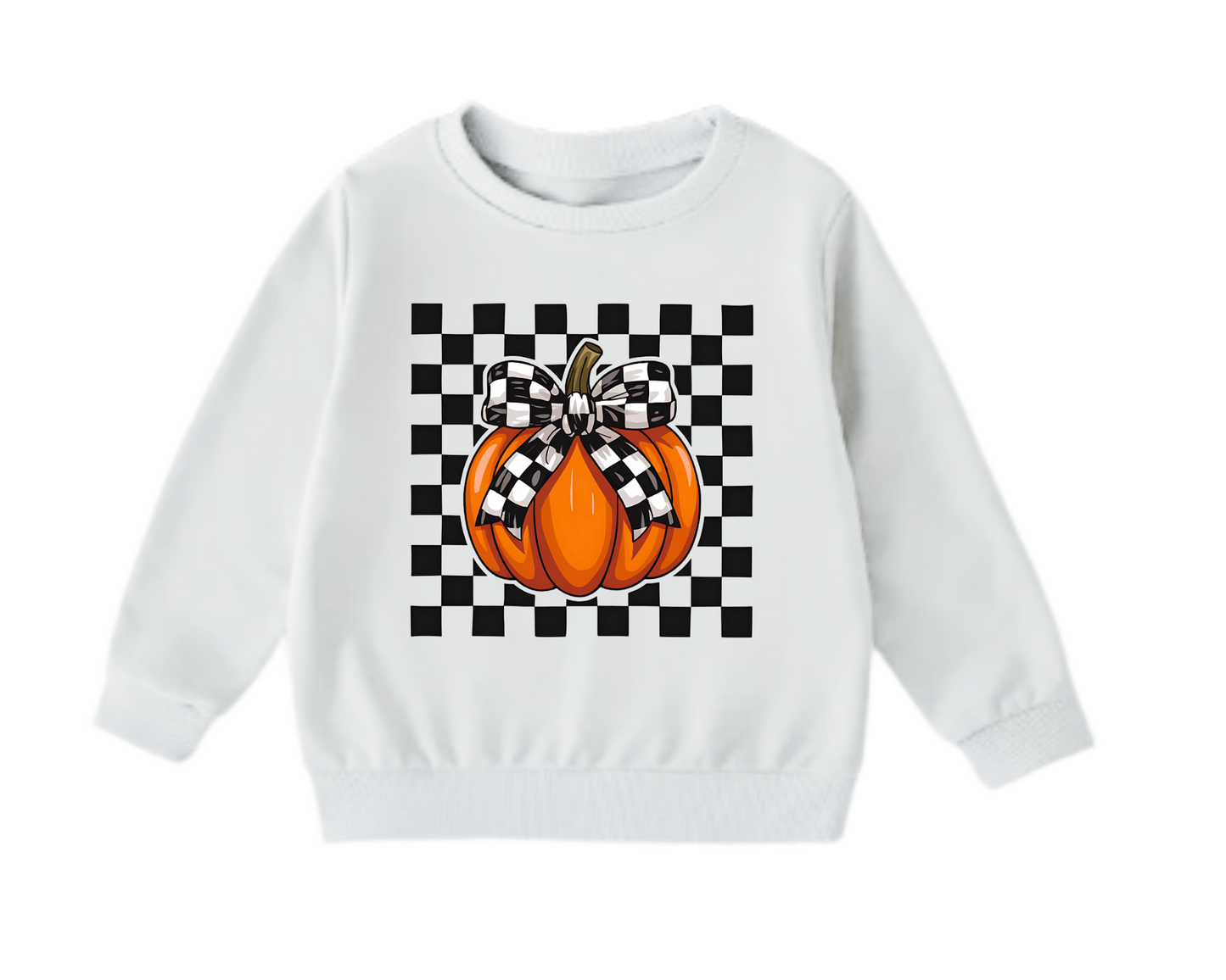 Cozy Checker Fall Sweatshirt – Pumpkin, and Autumn Vibes, toddler, baby