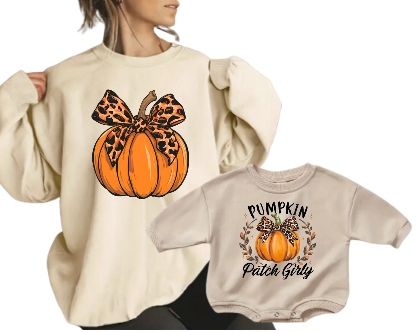 Cozy Pumpkin Patch Girly Fall Pumpkin Bundle Sweatshirt –Autumn Vibes