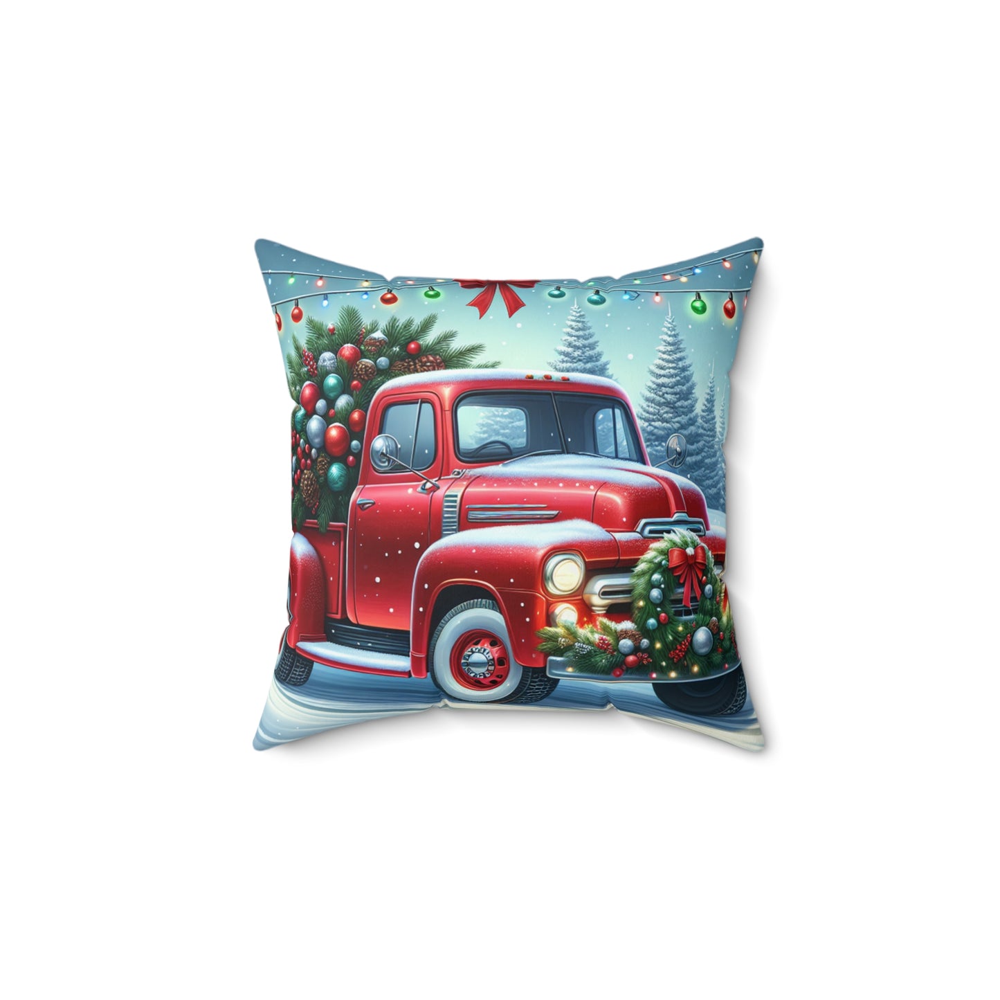 Red Truck Christmas Decorations, Holiday Decor, Farmhouse Christmas, Christmas Home Decor, Christmas pillow, Polyester Square Pillow