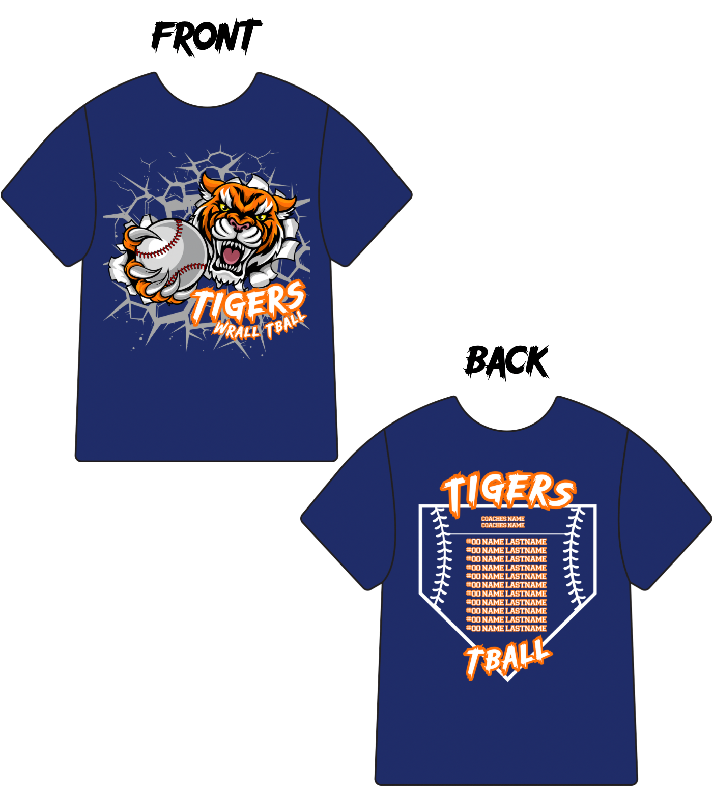 5 or more, Custom Little League Fan T-shirts