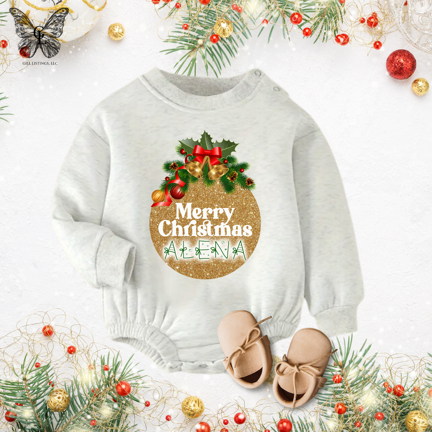 Christmas Checker Print Personalized Name Monogrammed Sweatshirt / T-shirt